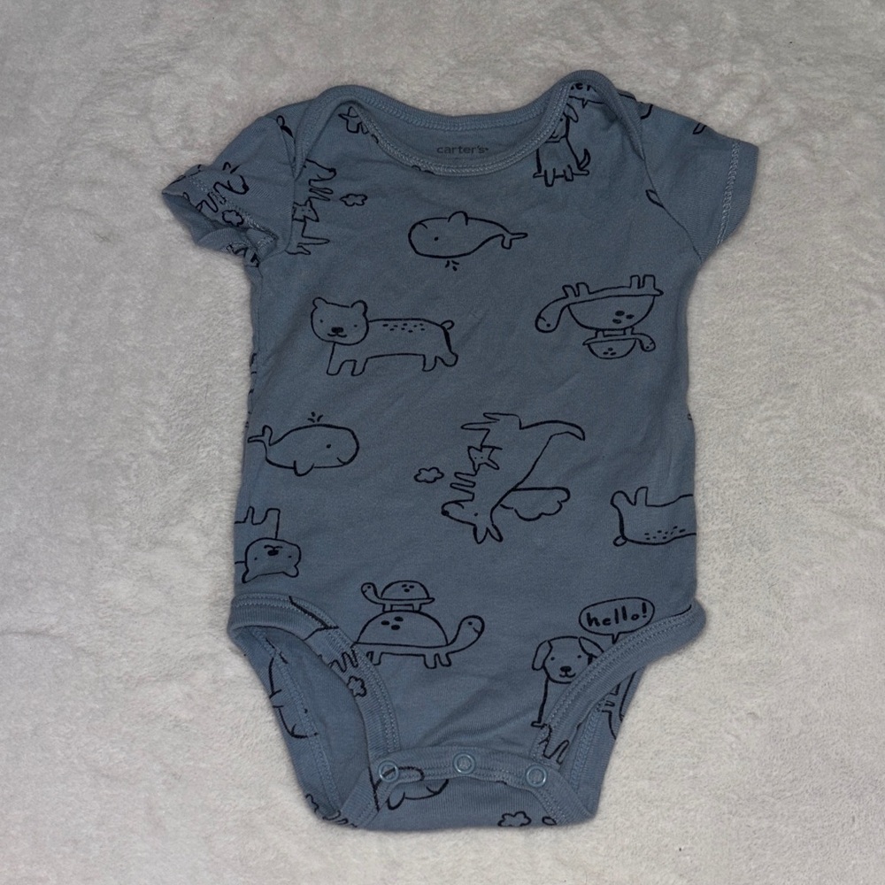 (3 for $10) Carter's 6 month blue Animal Pattern Bodysuit